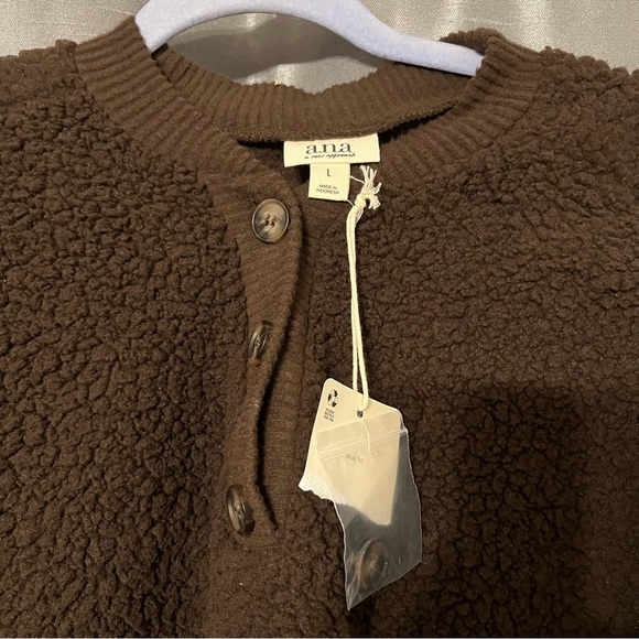 a.n.a Brown Sherpa Sweater - Sz L - Picture 2 of 3